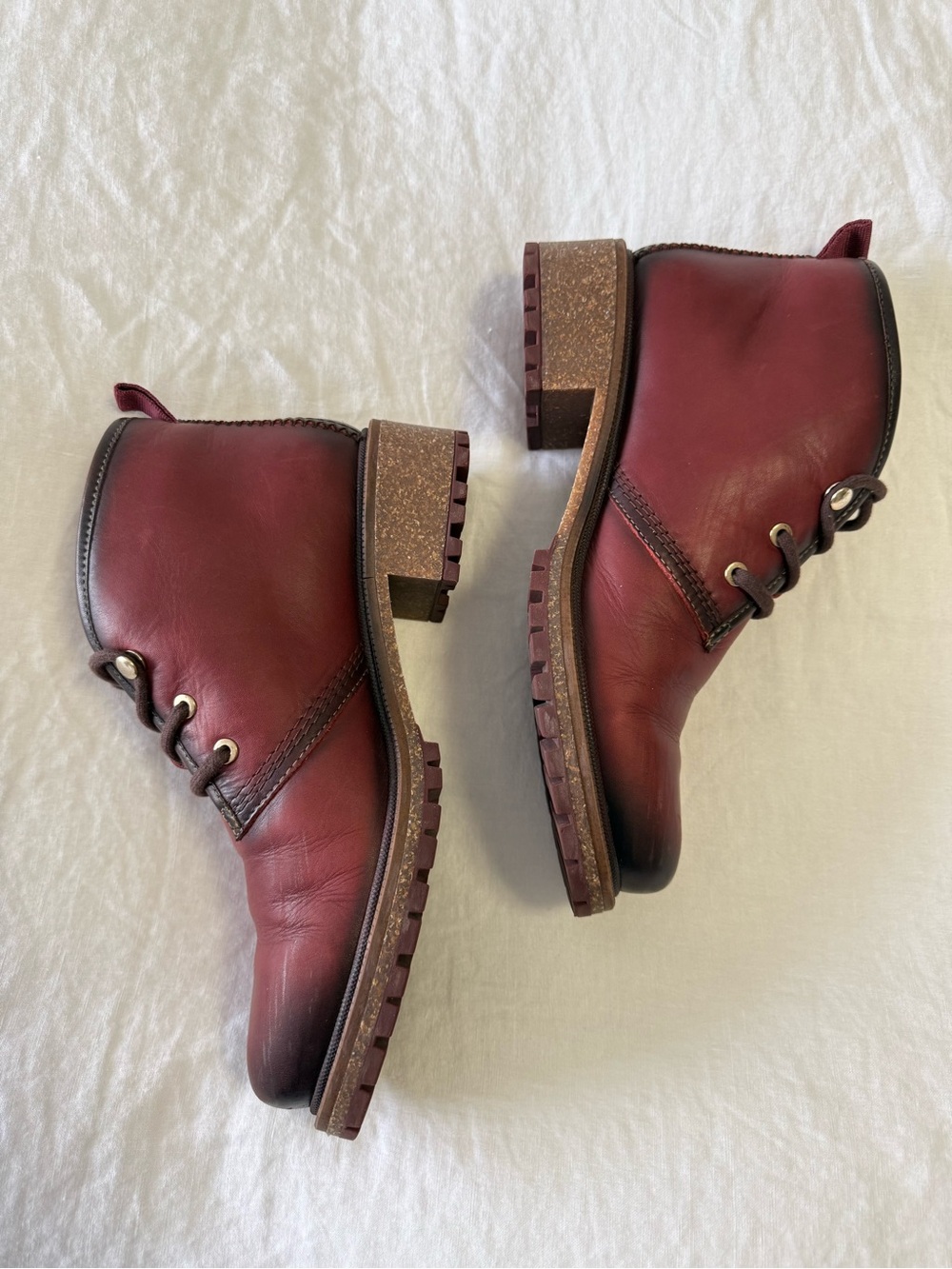 Pikolinos | Women's 40 (US 9) | Oxblood Leather Moto Boots Casual Lace Arcilla - Picture 3 of 10